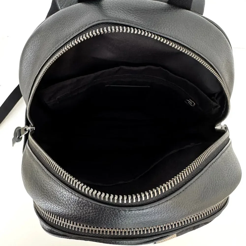 Coach Thompson Signature Jacquard Backpack Bag Varsity Stripe Canvas Leather